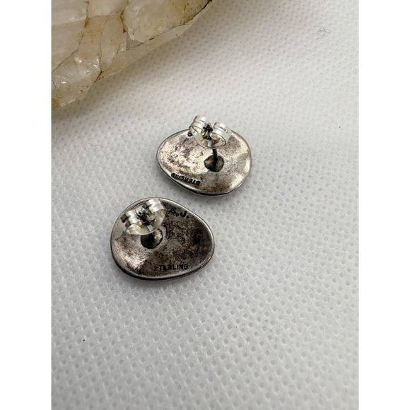 Navajo Sterling Silver Bear Paw Abalone Earrings Signed S.J. Sally Jack 2.73g - Picture 4 of 7